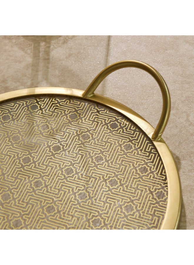 Home Box Skyline Mirage Metal Tray with Glass Base - 37x30x7 cm - Image 3